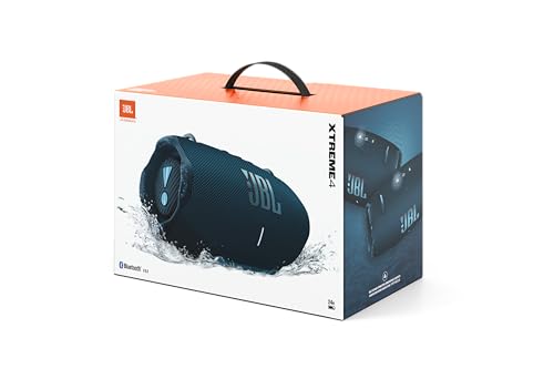 JBL Xtreme 4, Enceinte portable Bluetooth avec son JBL Pro, jusqu'à 24h d'autonomie, Recharge rapide, Étanche indice IP67, bandoulière incluse, en bleu