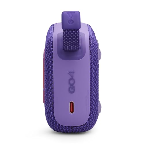 JBL GO 4, Enceinte Bluetooth ultra-portable, son JBL Pro, basses percutantes, 7 heures d'autonomie, fonction Playtime Boost, résistante à l'eau et à la poussière IP67, en violet