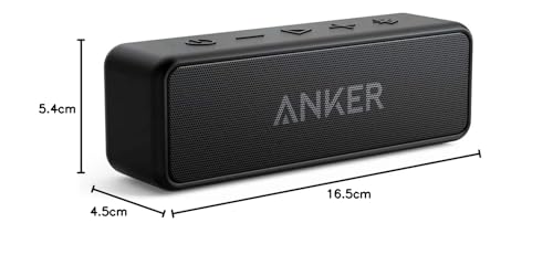 Anker Enceinte Bluetooth Portable, SoundCore 2 Haut Parleur sans fil avec basses puissantes, autonomie de 24 heures, porté de 20 m, étanche waterproof IPX7 et microphone intégré - Noir