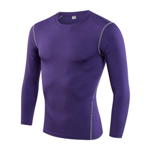 MensSports Collant à manches longues élastique à séchage rapide pour basket-ball Entraînement Base Coat Course Fitness Veste de course à pied Homme Manches longues, lilas, L