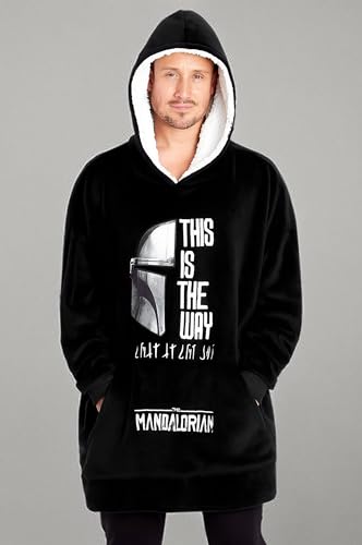 Disney The Mandalorian Sweat Polaire Homme Pull Oversize Baby Yoda (Noir/Blanc)