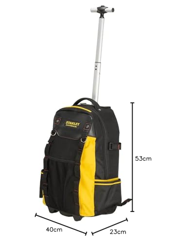 STANLEY FATMAX Sac à Dos Porte-Outils à Roulettes - Nylon Ultra Résistant 600 Deniers - Multipoches - Double Fermeture Zip - Roues Robustes et Maniables - Poignée Télescopique 1-79-215