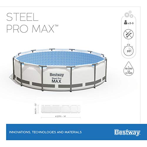 Bestway Steel Pro Max Piscine Hors-Sol Ronde avec Pompe de Filtration Gris Ø 427 x 84 cm