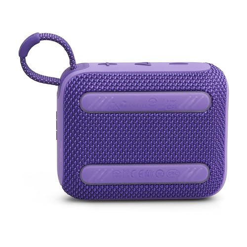 JBL GO 4, Enceinte Bluetooth ultra-portable, son JBL Pro, basses percutantes, 7 heures d'autonomie, fonction Playtime Boost, résistante à l'eau et à la poussière IP67, en violet