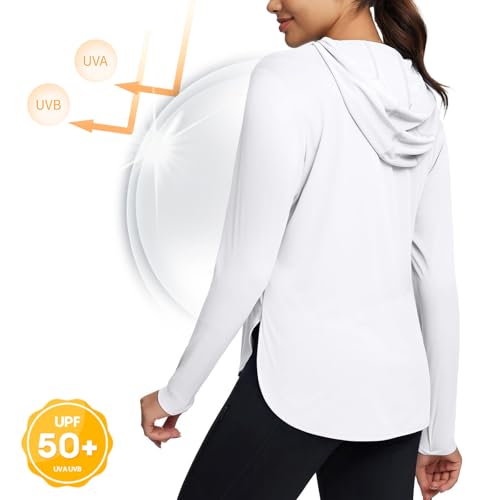 Sweats à Capuche UPF 50+ Protection Solaire pour Femme UV Hoodie Chemises de Protection Femmes Sports Manches Longues pour la randonnée Le Sport en Plein air Le Surf la Natation et la Course