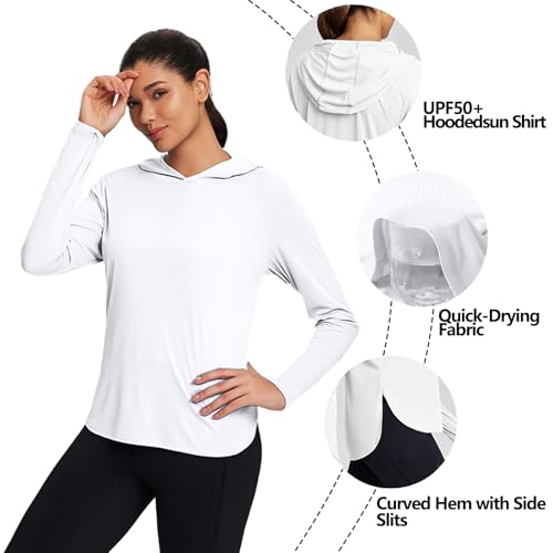 Sweats à Capuche UPF 50+ Protection Solaire pour Femme UV Hoodie Chemises de Protection Femmes Sports Manches Longues pour la randonnée Le Sport en Plein air Le Surf la Natation et la Course