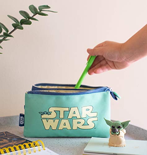 Grupo Erik - Trousse Star Wars, Baby Yoda, Trousse Scolaire, 3 Compartiments, 21,5 x 12 x 3,5 cm MARE0096