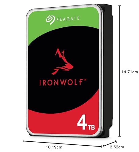 Seagate IronWolf 4To, Disque dur interne NAS HDD, CMR 3,5" SATA 6Goit/s 5 400 tr/min, 64 Mo de mémoire cache, pour NAS RAID, services Rescue valables 3 ans (ST4000VNZ06)