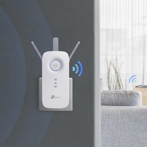 TP-Link Répéteur WiFi(RE450), Amplificateur WiFi AC1750, WiFi Extender, WiFi Booster, 1 Port Ethernet, couvre jusqu'à 140㎡, Compatible avec toutes les box internet, jusqu'à 140m²|20 appareils