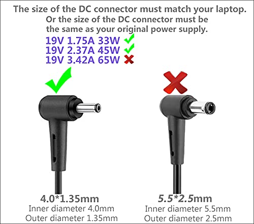 Chargeur Ordinateur Portable pour ASUS 19V 2.37A 45W Zenbook UX303U UX305 UX305F UX410U Vivobook S200 S200E X200 Chromebook C200 C300 Alimentation Adaptateur (4.0 * 1.35mm)