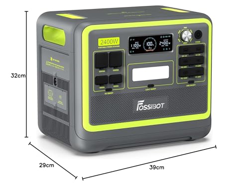 FOSSiBOT F2400 Generateur Electrique Portable, 2048Wh Batterie LiFePO4 Station Electrique, 3 Sorties CA 2400W (4800W Pic) 230V Groupe Electrogene Solaire pour Camping, Voyage Maison/Bureau