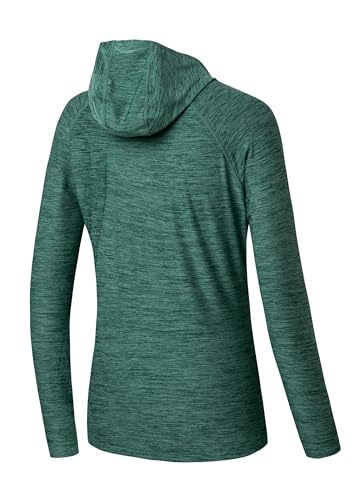 WILLIT Sweat à capuche UPF 50+ pour femme, à manches longues, protection solaire, SPF, pour randonnée, pêche, plein air, sweat à capuche léger, Vert profond., M