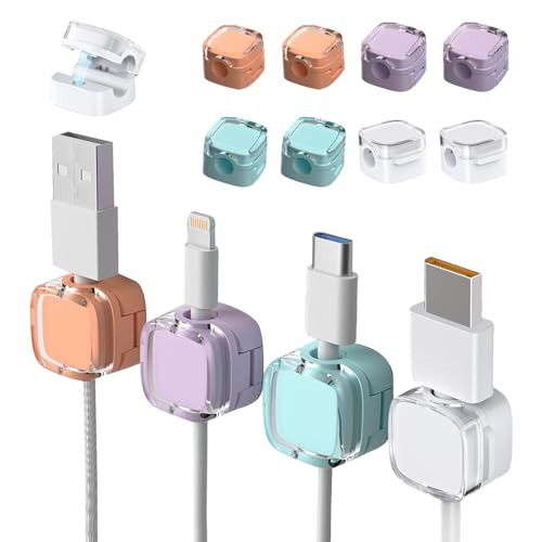 Lot de 8 Clips Câble Magnétiques avec Auto-adhésifs, Organisateur de Câble, Support pour Câbles USB HDMI Alimentation Chargeurs, Range Cable Bureau et Voiture, Gestion de Câbles Organizer pour Maison