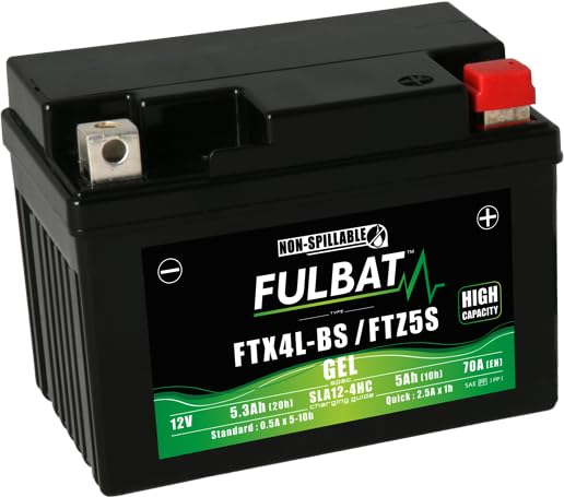 FULBAT BATTERIE MOTO FULBAT GEL FTX4L-BS / FTZ5S / YTX4L-BS (High Capacity) 12V 5,3AH 70A