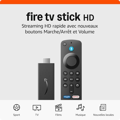 Amazon Fire TV Stick HD (Nouvelle génération) | TV gratuite et en direct, télécommande vocale Alexa, contrôle de la maison connectée, streaming HD