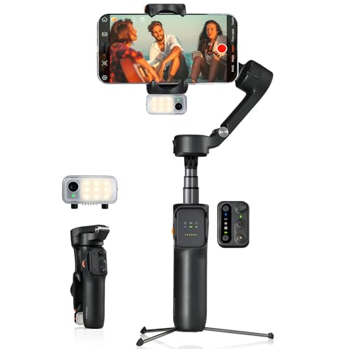 hohem iSteady V3 Stabilisateur Smartphone - 3 Axes Stabilisateur de Cardan, Magnetischer AI-Tracker, Abnehmbarer Controller, Built-in Extended Pole & Tripod, Foldable Gimbal für Live Streaming, Vlog