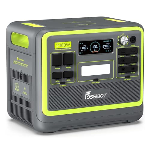 FOSSiBOT F2400 Generateur Electrique Portable, 2048Wh Batterie LiFePO4 Station Electrique, 3 Sorties CA 2400W (4800W Pic) 230V Groupe Electrogene Solaire pour Camping, Voyage Maison/Bureau