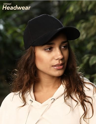 Artexia - Casquette avec visière, 100 % coton, casquette de baseball, réglable, casquette unisexe, homme, femme, Noir , Taille Unique