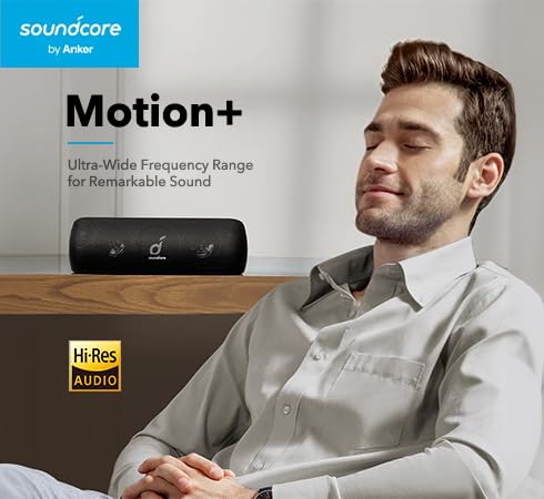 Soundcore Motion+ Enceinte Bluetooth Puissante avec Son Hi-Res 30W, USB-C, 12 Heures d'autonomie, Étanchéité IPX7, App avec EQ modifiable, DSP avancé et Audio Haute fidélité