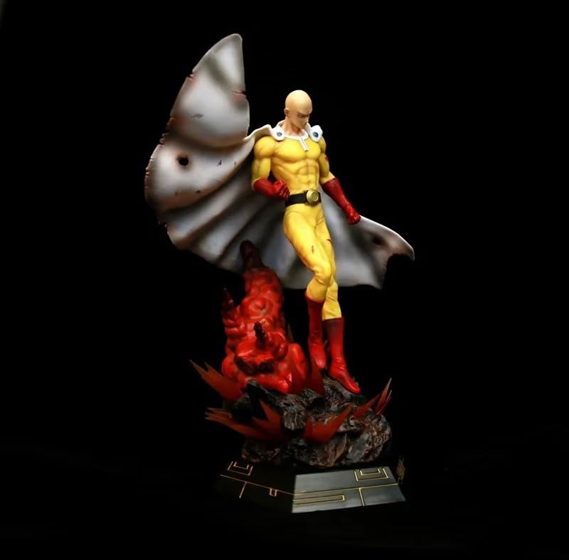 Figurine One Punch Man avec lumière Saitama Anime Grande statuette robuste Décoration de bureau Figurine d'action Ornements 43 cm