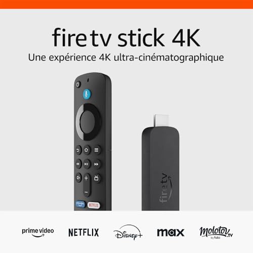 Amazon Fire TV Stick 4K (Nouvelle génération) | Appareil de streaming avec prise en charge du Wi-Fi 6 et des technologies Dolby Vision/Atmos et HDR10+