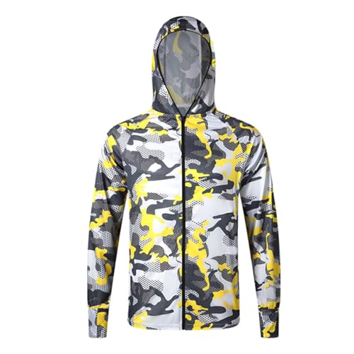 Veste de protection solaire légère à capuche coupe-vent respirante pour homme, pour voyage, camping, course à pied, randonnée, extérieur, jaune, taille XXL, Jaune 2, XL