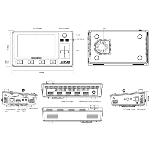 FEELWORLD L2 PLUS Mélangeur vidéo multi-caméras Écran tactile LCD 5,5" 4 x entrées HDMI Contrôle PTZ Clé chroma USB3.0 diffusion en direct