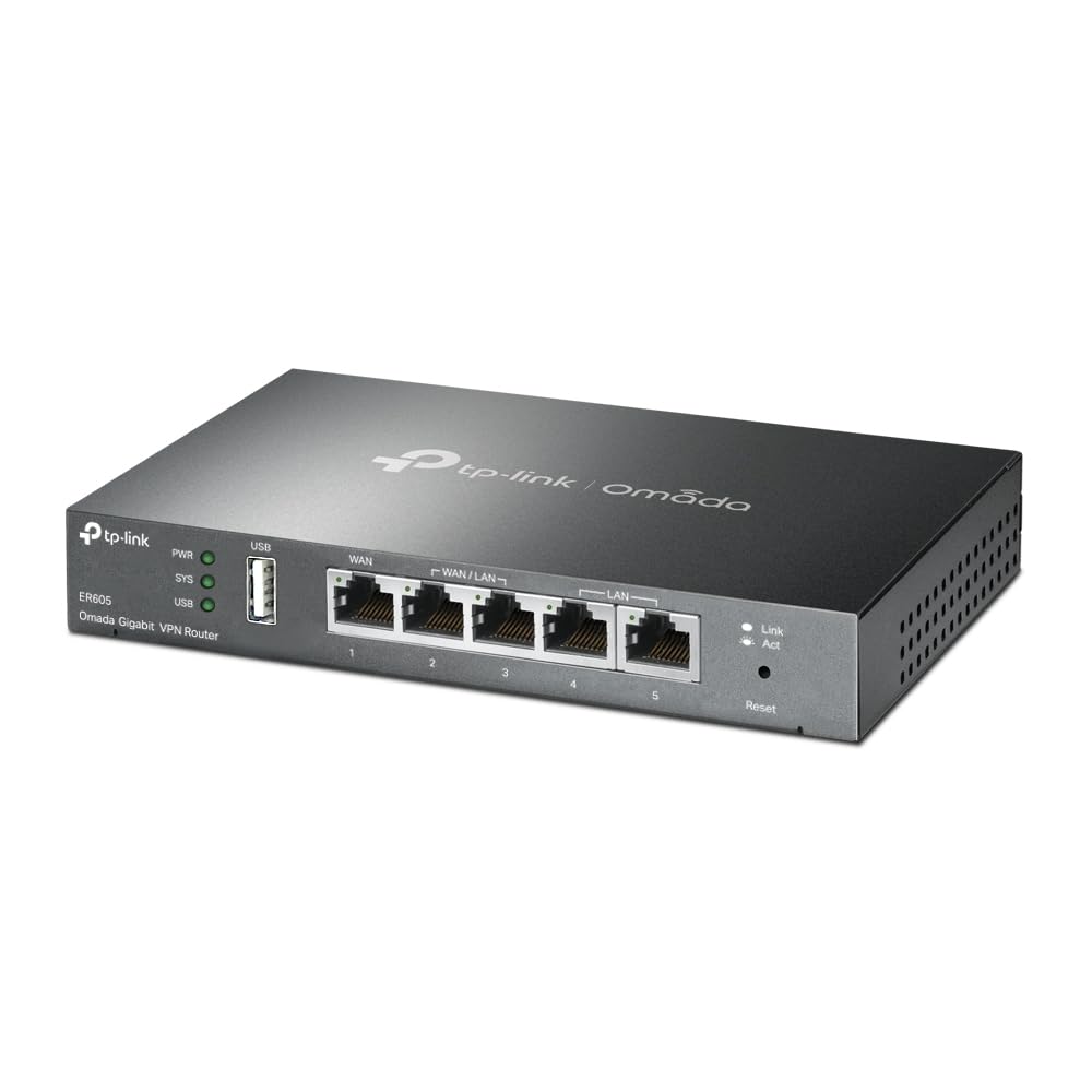 TP-Link ER605 Omada Routeur VPN Gigabit, 5 Ports Gigabit, Intégré au SDN Omada, Accès au Cloud, Application Omada, Port USB WAN Pour le Haut Débit Mobile, VPN Hautement Sécurisé, Pare-Feu, DoS