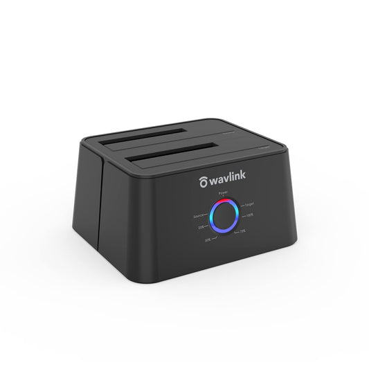 WAVLINK Station d'accueil USB 3.0 vers SATA Double Baie pour Disque Dur SATA 2,5" et 3,5" SATA et SSD, UASP optimisé et Prend en Charge la Fonction de clonage Hors Ligne