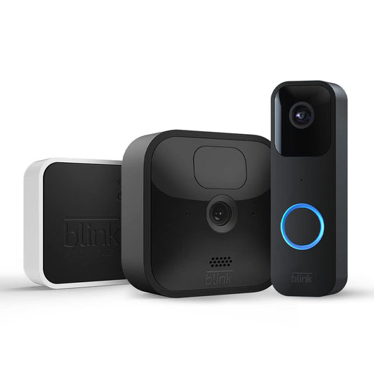 Blink Outdoor, Caméra de surveillance extérieure HD sans fil, résistante aux intempéries, Kit 1 caméra + Blink Sonnette Vidéo (Video Doorbell), Audio bidirectionnel, vidéo HD, Alexa intégré