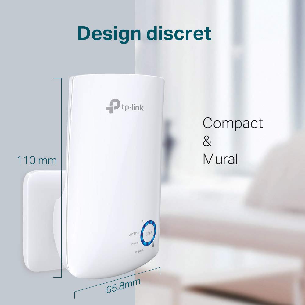 TP-Link Répéteur WiFi TL-WA850RE, Amplificateur WiFi N300, WiFi Extender, WiFi Booster, 1 Port Ethernet, couvre jusqu'à 90㎡, Compatible avec toutes les box internet