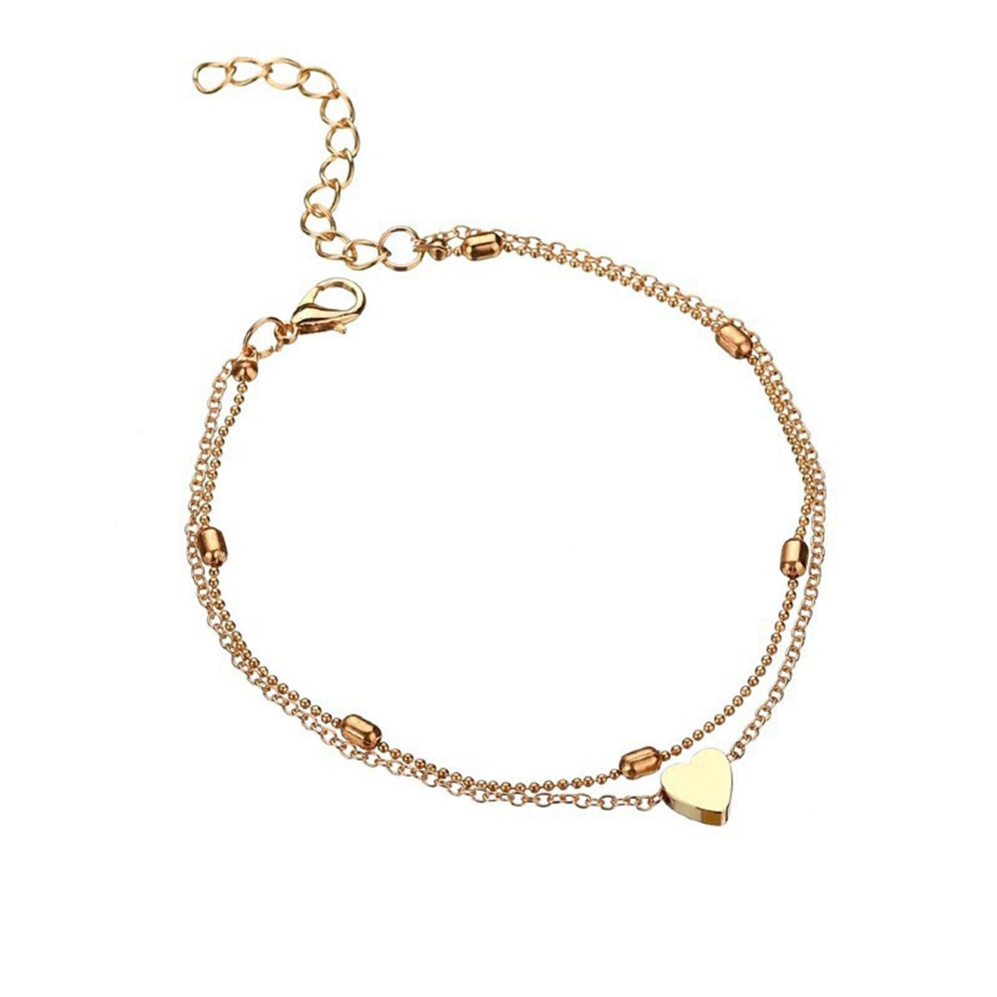 Askwho Tobillera de mujer de aleación de corazón múltiple de moda con de cuentas para accesorios de playa Bijoux Fantaisie Cher Bracelet (Gold-8, One Size)