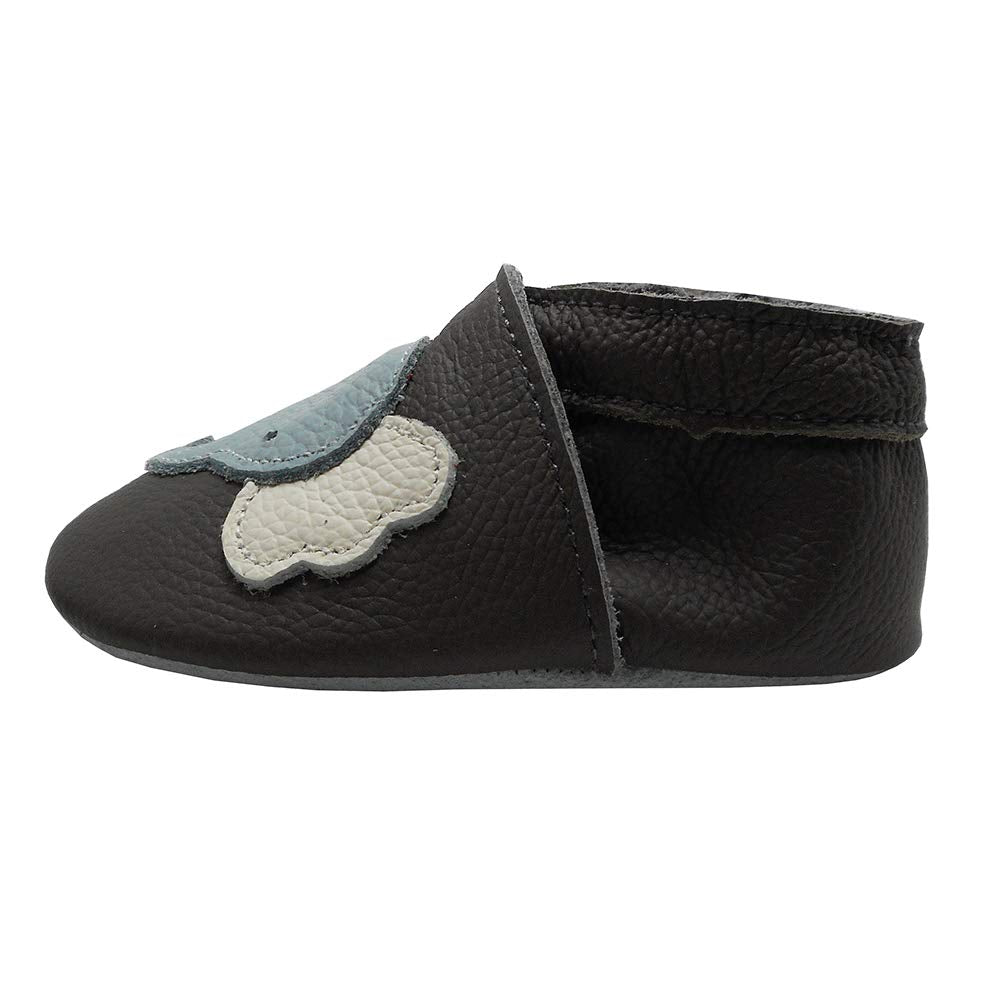 YIHAKIDS Chaussures Bébé en Cuir Doux- Bébé Chaussure - Chaussons bébé en Cuir Souple(Size L,Gris，12-18 Mois,23 EU)