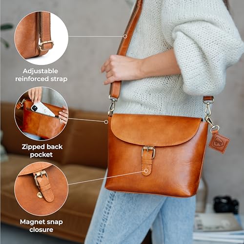 Berliner Bags Vintage Sac à Main Femme Bandoulière Catalina, Petit Sac a Main en Cuir, Sacs Marron Femme - Marron