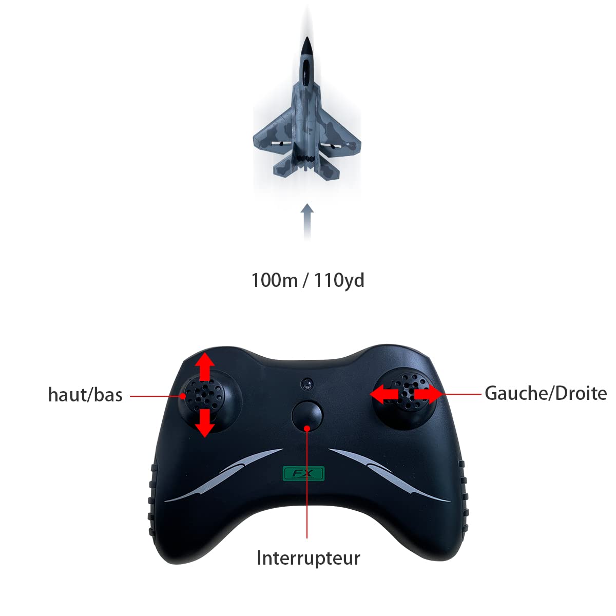 HAWK'S WORK 2 CH Avion télécommandé F22，Prêt à Piloter 2.4GHzAvion télécommandé，Convient aux Enfants et aux débutants，Planeur Volant télécommandé