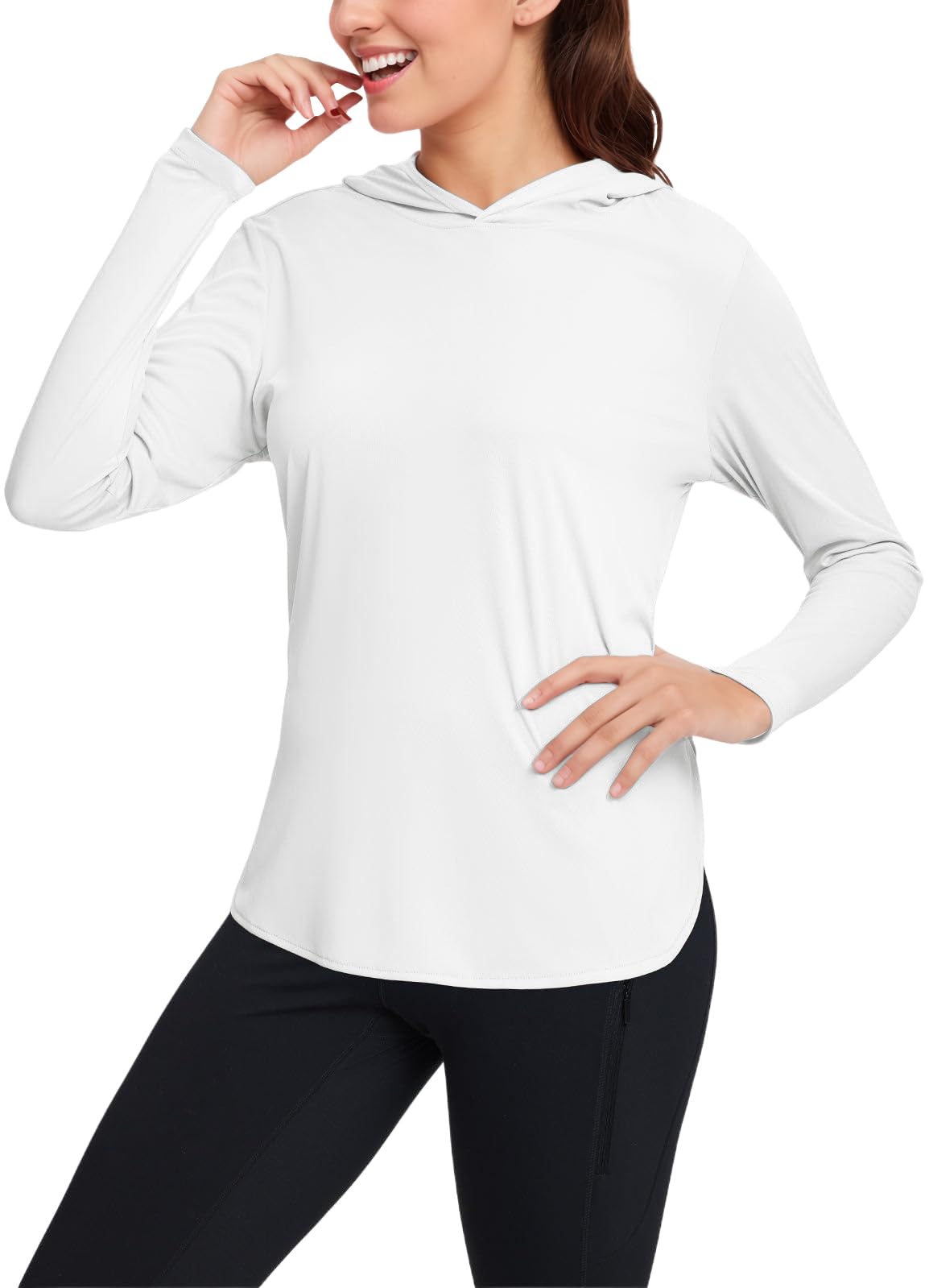 JTSONN Tee Shirt Anti UV pour Femme Protection UV T Shirt de Sport UPF 50+ Course Léger Respirant Fonctionnel Séchage Rapide à Manches Longues Hoodie Pullover de Randonnée