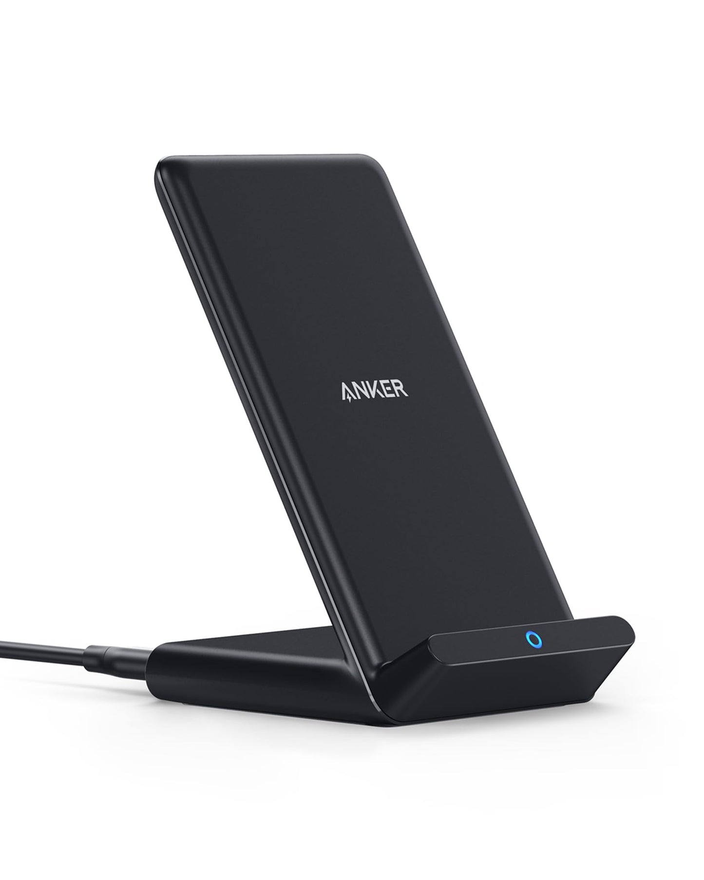 Anker Chargeur Induction iPhone PowerWave Stand 10W, Chargeur Sans Fil Rapide Certifié Qi pour Samsung Galaxy S9, Compatible Standard 5W iPhone 16/15 Pro Plus, Mate 20(chargeur mural non inclus)