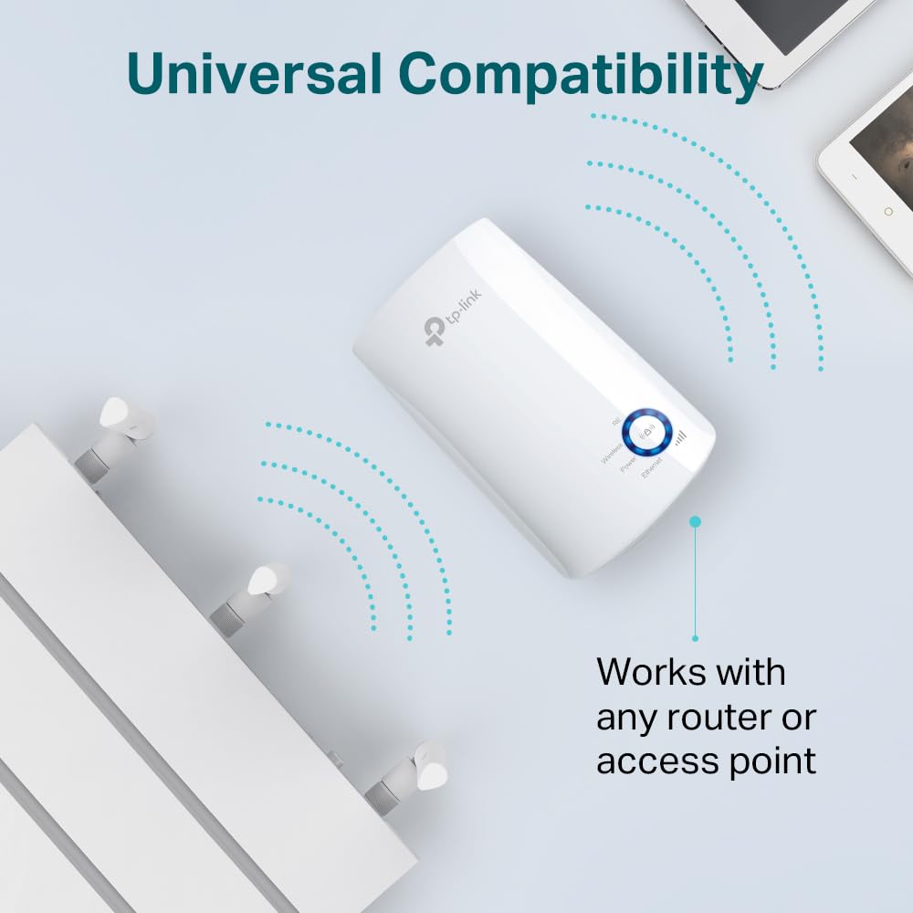 TP-Link Répéteur WiFi TL-WA850RE, Amplificateur WiFi N300, WiFi Extender, WiFi Booster, 1 Port Ethernet, couvre jusqu'à 90㎡, Compatible avec toutes les box internet