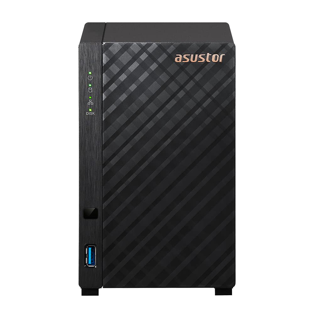 Asustor Drivestor AS1102T 2 Baies Serveur NAS Boîtier Quad Core 1.4 GHz CPU, 2.5GbE Port, 1 Go RAM DDR4 (sans Disque)