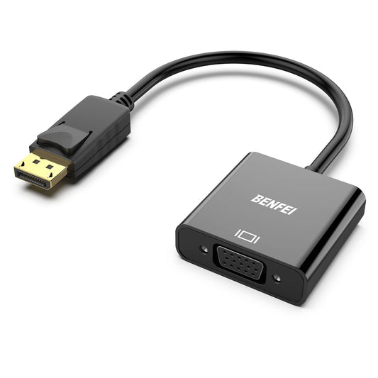 BENFEI Adaptateur DisplayPort vers VGA plaqué Or DP vers VGA (mâle vers Femelle) Compatible avec Lenovo, Dell, HP, ASUS