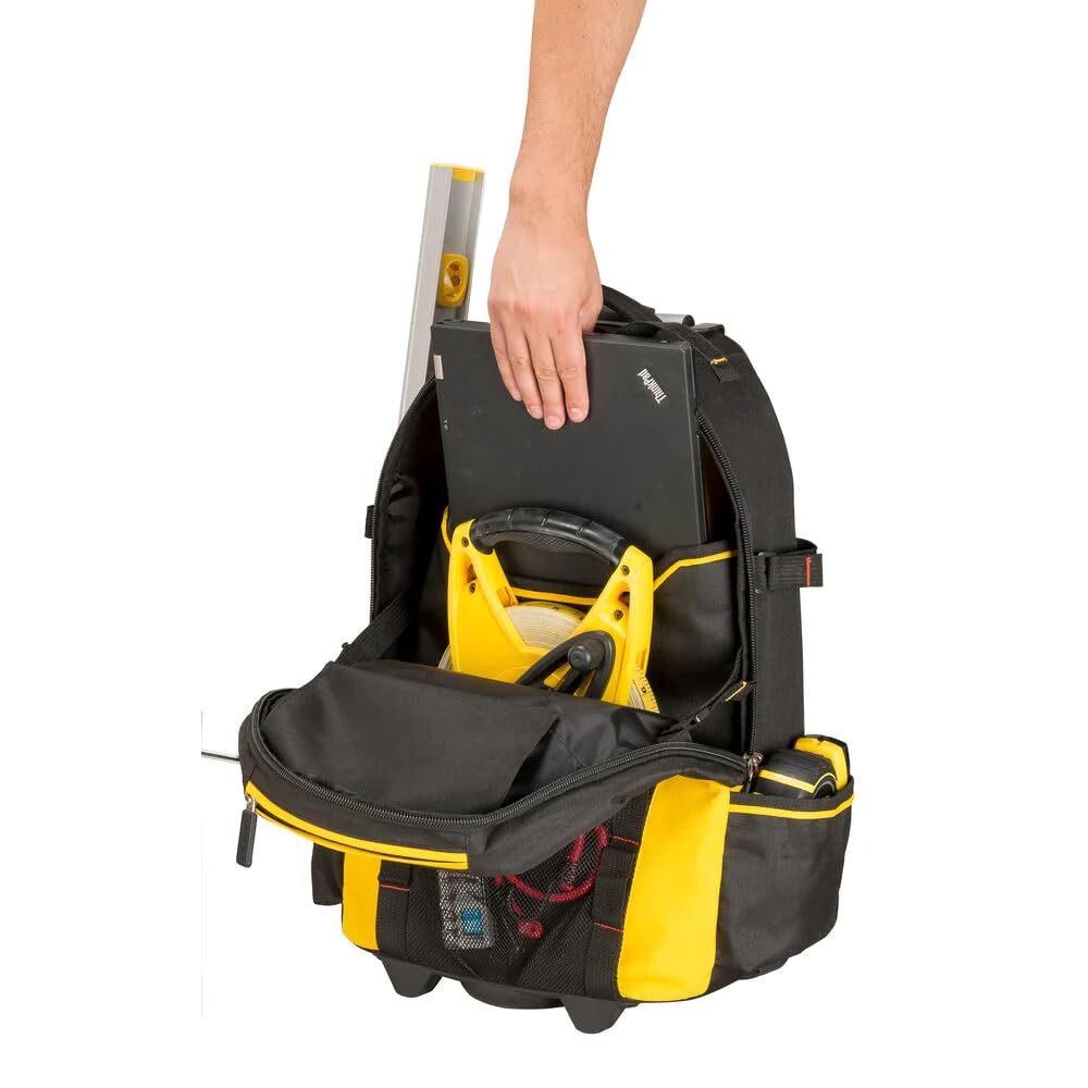 STANLEY FATMAX Sac à Dos Porte-Outils à Roulettes - Nylon Ultra Résistant 600 Deniers - Multipoches - Double Fermeture Zip - Roues Robustes et Maniables - Poignée Télescopique 1-79-215