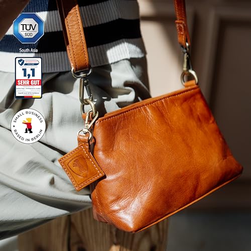 Berliner Bags Vintage Sac à Main Femme Bandoulière Marbella XS, Petit Sac a Main Femme en Cuir, Sac Marron Femme - Marron