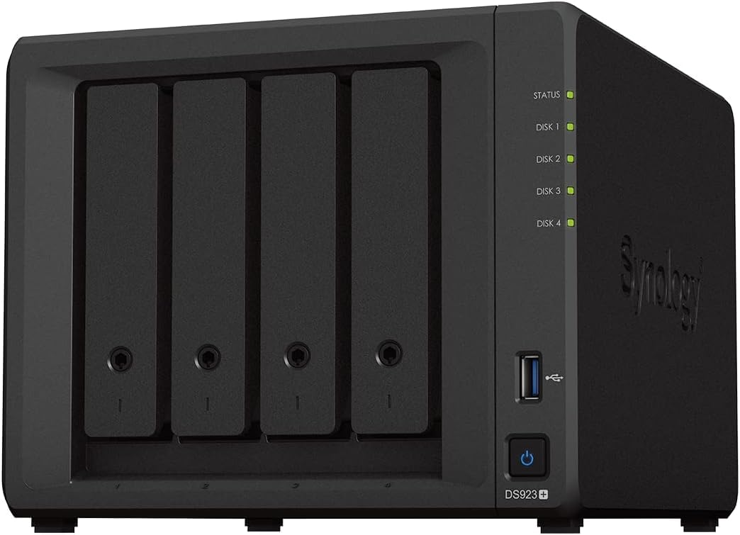 SYNOLOGY DS923+ BT NAS 4 EMP. 3.5/2.5p 2.6/3.1 GHz DoubleCoeur 64b 4Go 2 LAN GbE USB3 Slot M.2