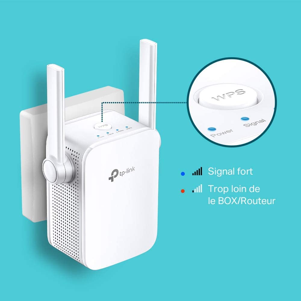 TP-Link Répéteur WiFi RE305 Amplificateur WiFi AC1200, WiFi Extender jusqu'à 120㎡, répéteur wifi puissant avec un port Ethernet, Compatible avec toutes les box internet, Jusqu'à 120m²|18 appareils