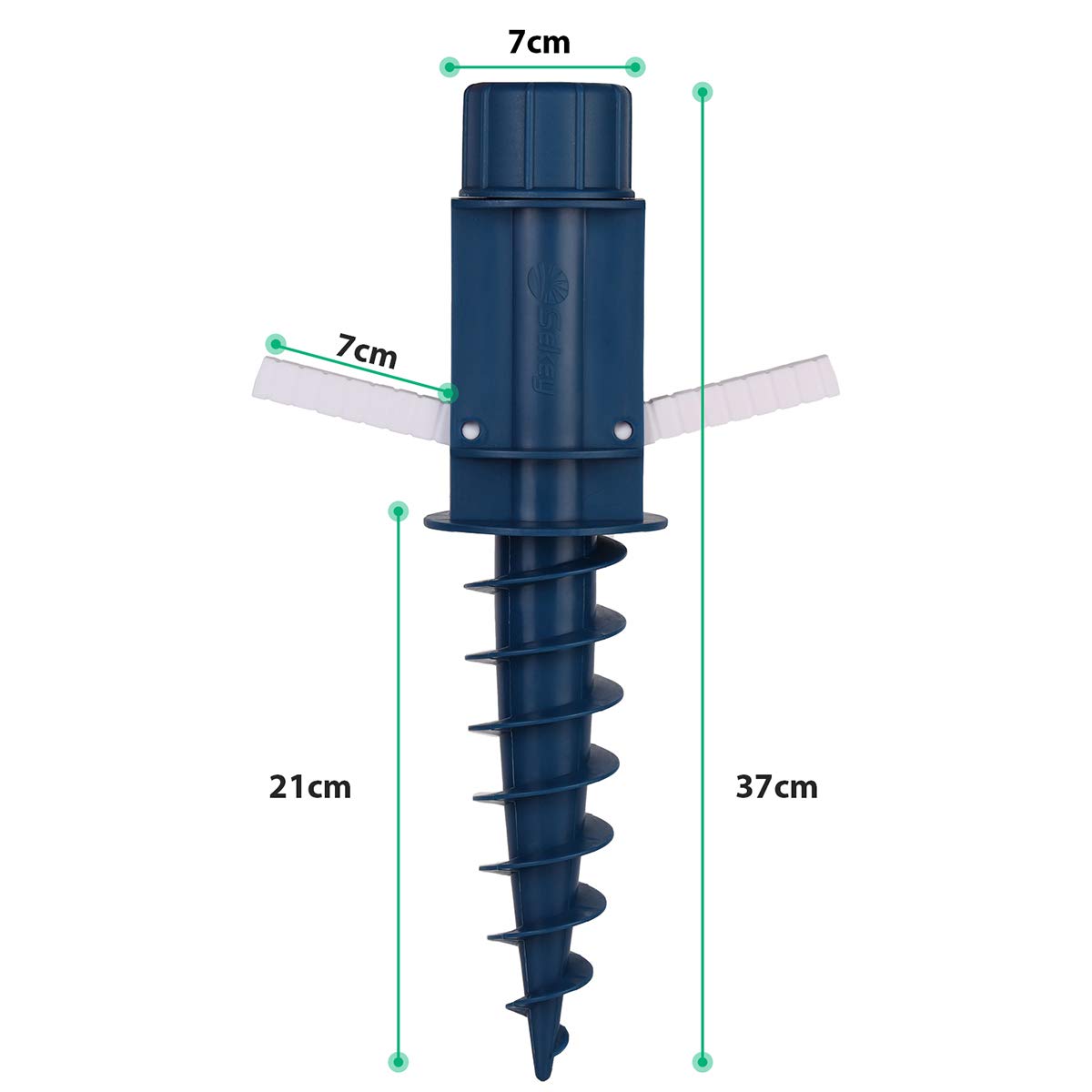 Support de Parasol pour Plage Sable ou Terre Pieds de Parasols, Pieds de Parasol de Plage à hélice à Visser dans Le Sable, Crochets de Parasol, Pied Parasol Sable (Bleu)