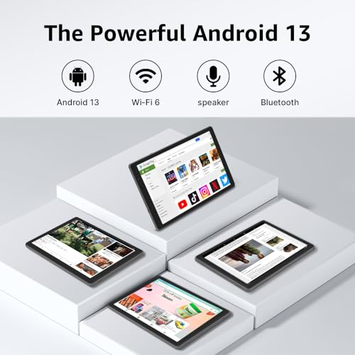 ApoloSign Tablettes tactiles Android 10,1 Pouces, Tablette à écran IPS Full HD, processeur 8 cœurs, 8 Go de RAM 64 Go de ROM, Extensible jusqu'à 128 Go