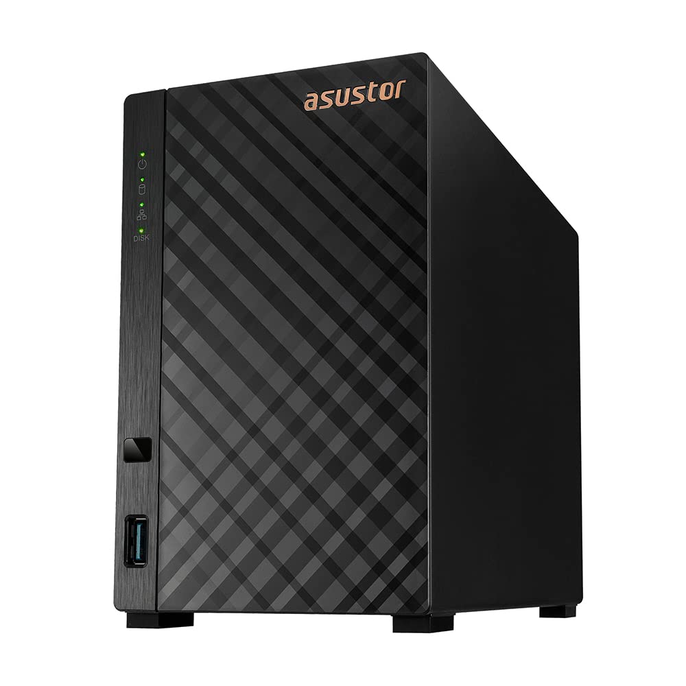 Asustor Drivestor AS1102T 2 Baies Serveur NAS Boîtier Quad Core 1.4 GHz CPU, 2.5GbE Port, 1 Go RAM DDR4 (sans Disque)