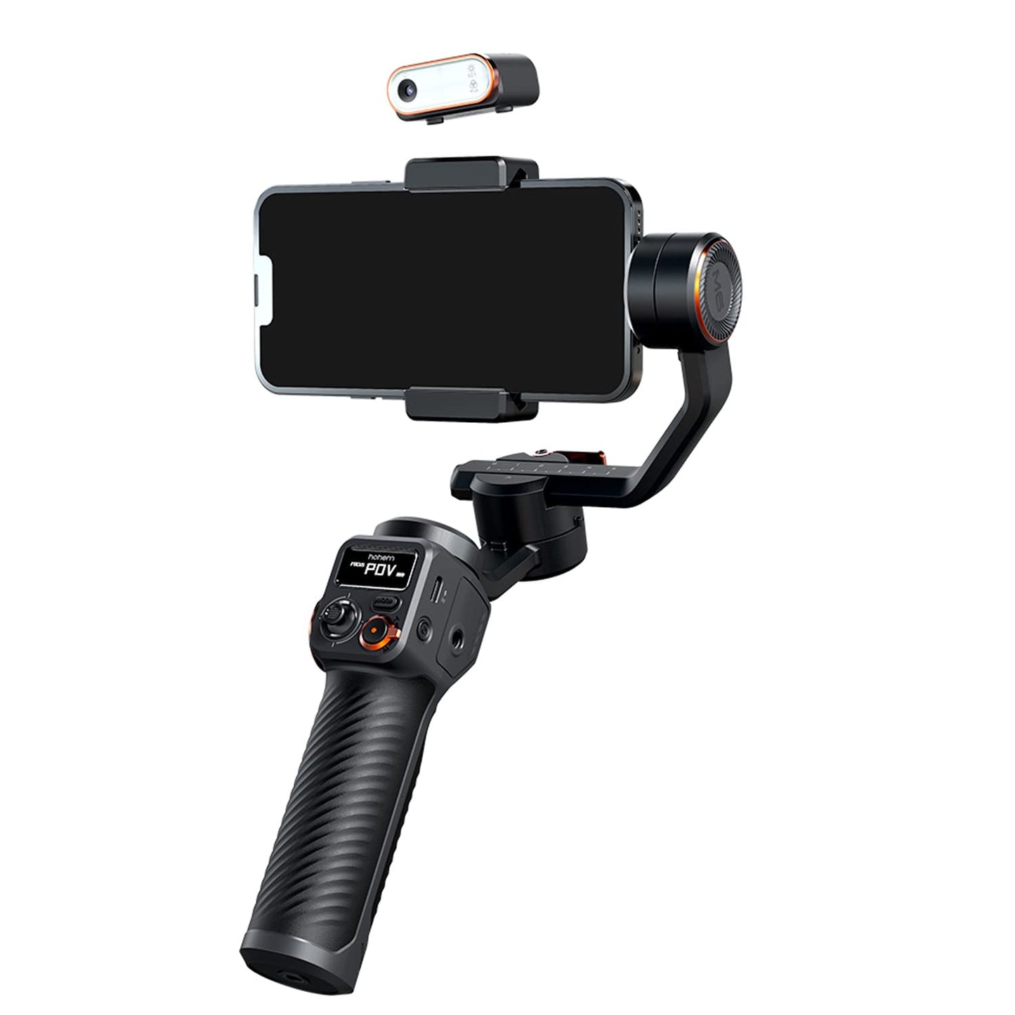 Hohem iSteady M6 Stabilisateur de Cardan 3 Axes pour Smartphone avec lumière de Remplissage Capteur de Vision AI pour iPhone Android avec écran OLED de 0,91-inch Supporte Jusqu'à 400g