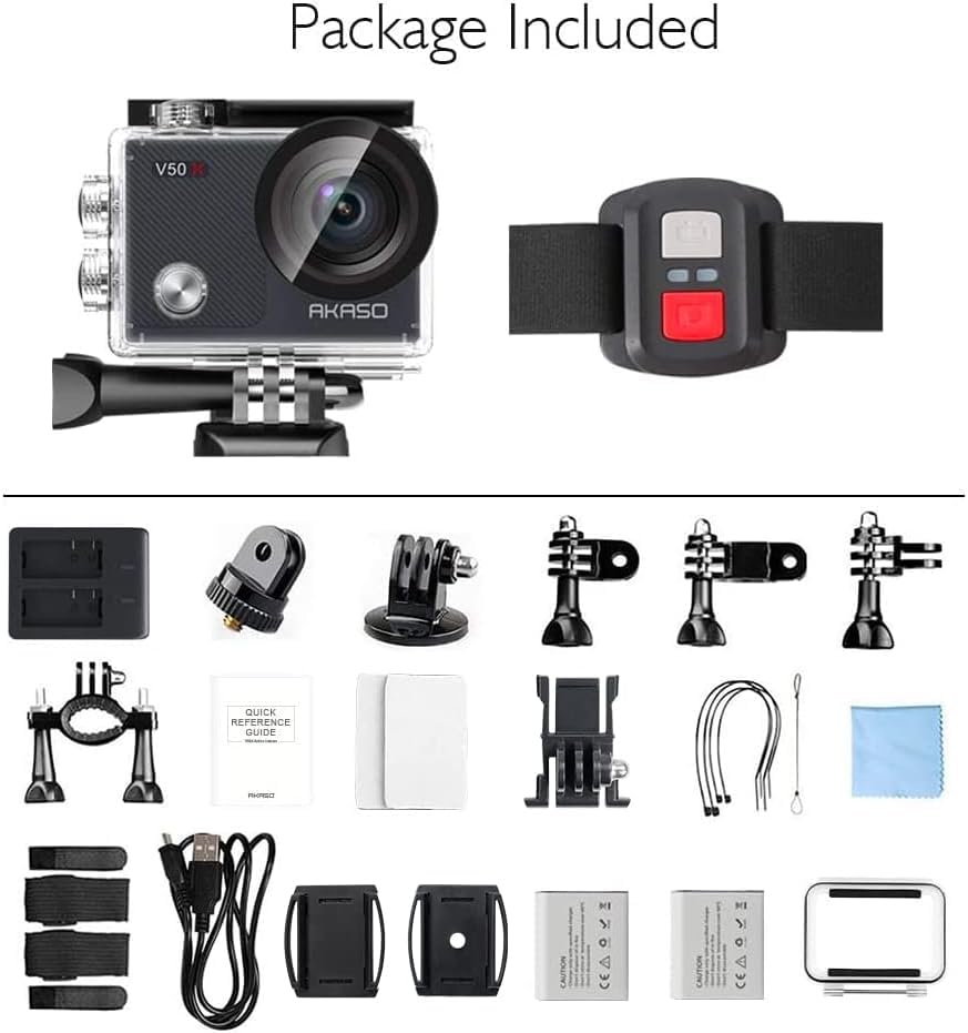 AKASO Caméra Sport 4K Etanche WiFi Action Caméra Sportive Ultra Full HD Stabilisateur avec Télécommande Écran Tactile 30fps Angle Réglable 131 Pieds sous Marine 2 Batteries Kit d'Accessoires – V50X