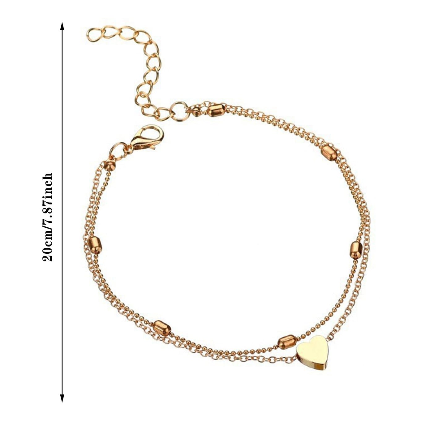 Askwho Tobillera de mujer de aleación de corazón múltiple de moda con de cuentas para accesorios de playa Bijoux Fantaisie Cher Bracelet (Gold-8, One Size)